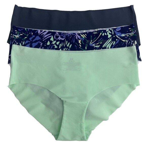 Under Armour Essential 4-Way Stretch No Show 3-Pack Hipster Panty Blue Size L NW - Picture 12 of 16